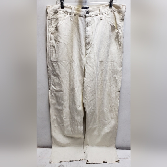 Levis mens 36x34 cream white cotton painter chore utility pants jeans - Picture 2 of 14